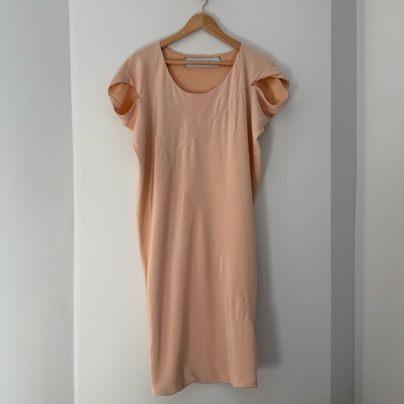 Emilio de la Morena powder pink silk cap sleeve midi dress - Small - Picture 2 of 6